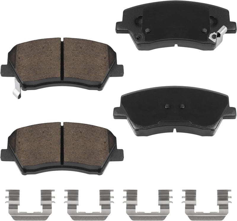 HECHENQICHE Front Ceramic Brake Pads Set with Hardware for Hyundai Elantra GT, Veloster, Kia Forte 2017-2018, Forte Koup 2017, Forte5 2017-2018 - Image 1